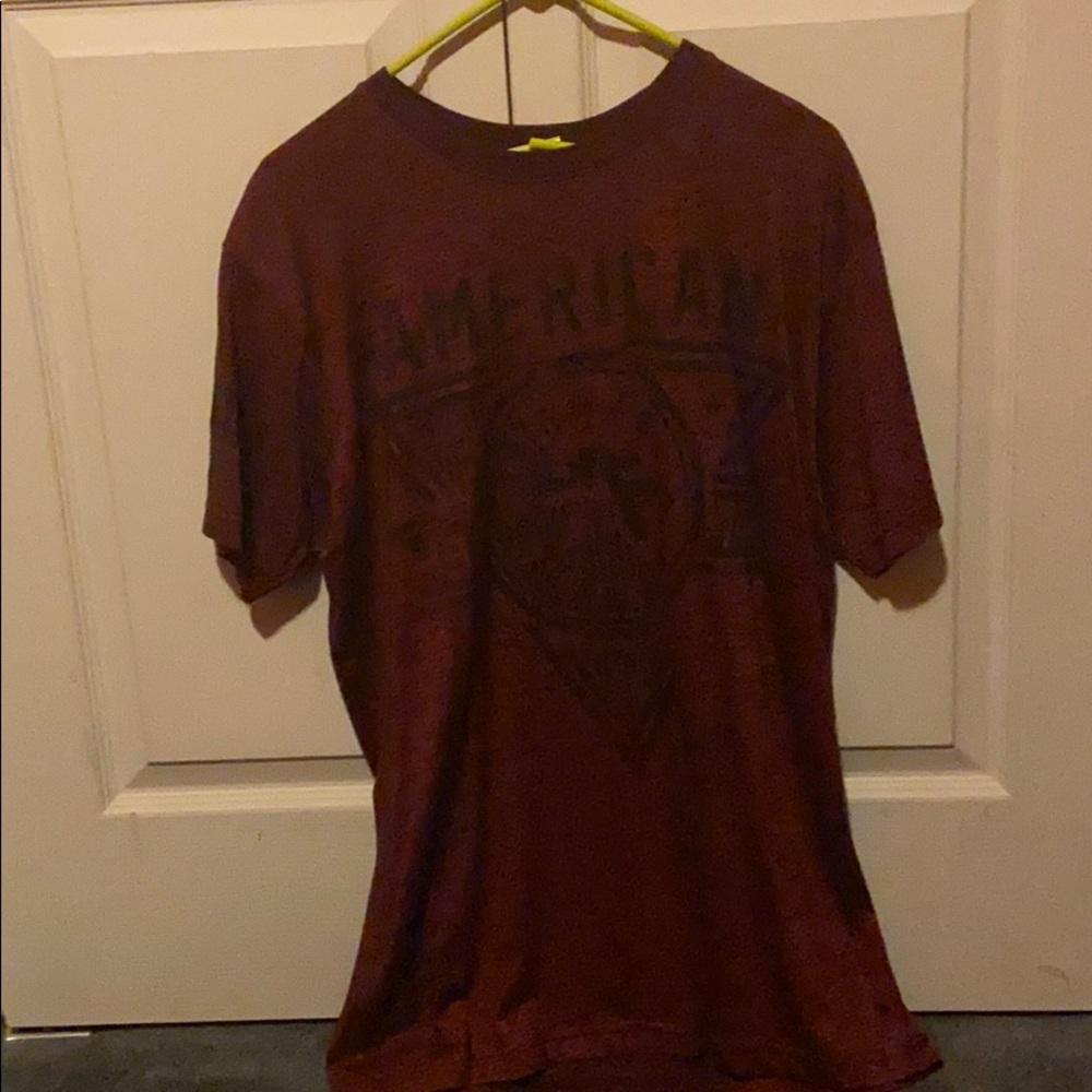 Dark red and black american fighter tee